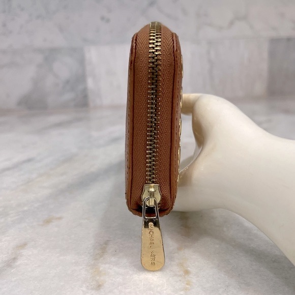 MICHAEL KORS Brown Leather Gold Grommet Large Zippered Wallet - Picture 3 of 16